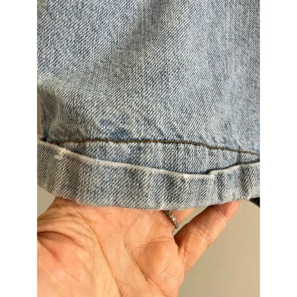 Vintage High Waisted Cuffed Denim 31 Blue Shorts 90s Mom Twee Cowgirl Western - Picture 3 of 15